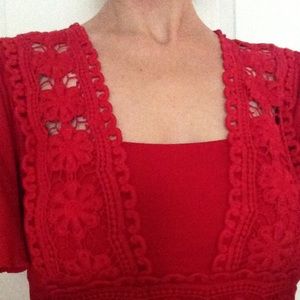 Red Lace Trimmed Mini Dress/Tunic